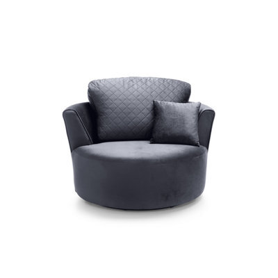 Abakus Direct Chicago Velvet Swivel Chair In Dark Grey - image 1
