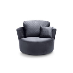 Abakus Direct Chicago Velvet Swivel Chair In Dark Grey