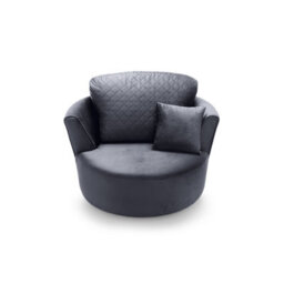 Abakus Direct Chicago Velvet Swivel Chair In Dark Grey - thumbnail 4