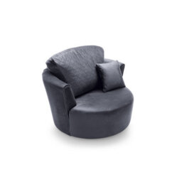 Abakus Direct Chicago Velvet Swivel Chair In Dark Grey - thumbnail 5