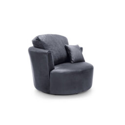 Abakus Direct Chicago Velvet Swivel Chair In Dark Grey - thumbnail 2