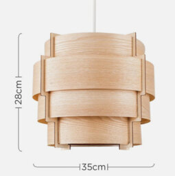 Natural Ceiling Light Shade Wooden Tiered Lampshade Easy Fit Living Room Light - thumbnail 4