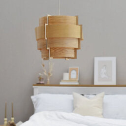 Natural Ceiling Light Shade Wooden Tiered Lampshade Easy Fit Living Room Light - thumbnail 1