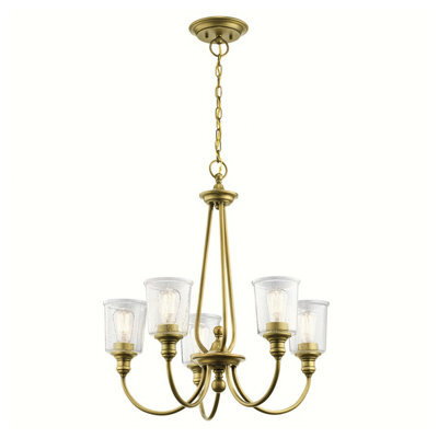 Elegant 5-Bulb Natural Brass Chandelier Pendant Light With E27 Led Compatibility