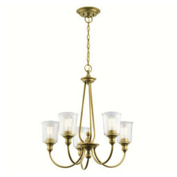 Elegant 5-Bulb Natural Brass Chandelier Pendant Light With E27 Led Compatibility