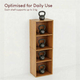 Bookcase 4 Tier Cube Shelf Storage Display Wood Stand Furniture Oak - thumbnail 5