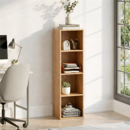 Bookcase 4 Tier Cube Shelf Storage Display Wood Stand Furniture Oak - thumbnail 1