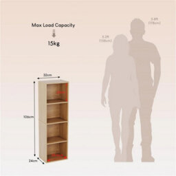 Bookcase 4 Tier Cube Shelf Storage Display Wood Stand Furniture Oak - thumbnail 2
