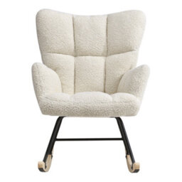 Living And Home Rocking Armchair Tufted Upholstered Rocker Chair Recliner Sofa Chair, Cream - thumbnail 5