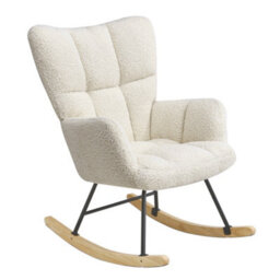 Living And Home Rocking Armchair Tufted Upholstered Rocker Chair Recliner Sofa Chair, Cream - thumbnail 3