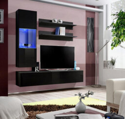Arte Fly H3 Black Gloss Entertainment Unit 160Cm - Compact Led Media Feature For Tvs Up To 49 Inch