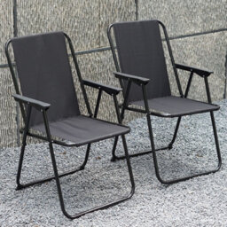 Gr8 Garden Set Of 2 Black Outdoor Garden Camping Beach Folding Chair - thumbnail 5