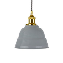 French Grey Lincoln Painted Dome Pendant Light With Gold Lamp Holder And Black Twisted Cable - Se Home - thumbnail 1
