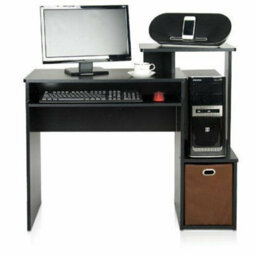 Walplus Furinno Econ Multipurpose Home Office Computer Writing Desk W/bin, Black/brown - thumbnail 5