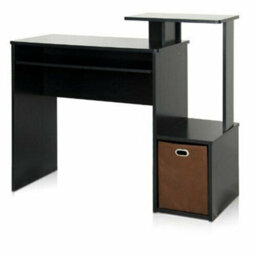 Walplus Furinno Econ Multipurpose Home Office Computer Writing Desk W/bin, Black/brown - thumbnail 2