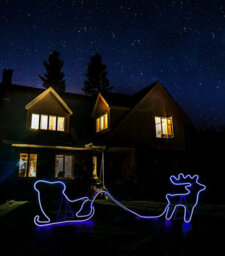 Shatchi Reindeer With Sleigh Neon Effect Rope Light Silhouette Double Side 90 Blue Leds - thumbnail 3