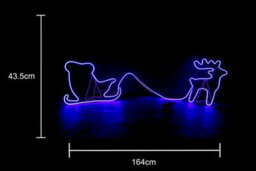 Shatchi Reindeer With Sleigh Neon Effect Rope Light Silhouette Double Side 90 Blue Leds - thumbnail 2