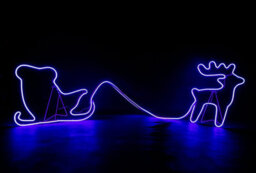 Shatchi Reindeer With Sleigh Neon Effect Rope Light Silhouette Double Side 90 Blue Leds - thumbnail 1