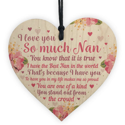 Red Ocean Special Mother's Day Gift For Nan Wooden Heart Nan Gifts Nan Plaque Grandparent Gifts Keepsake - image 1