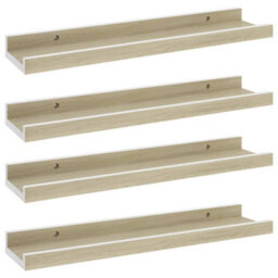 Berkfield Wall Shelves 4 Pcs White And Sonoma Oak 40X9X3 Cm - thumbnail 2