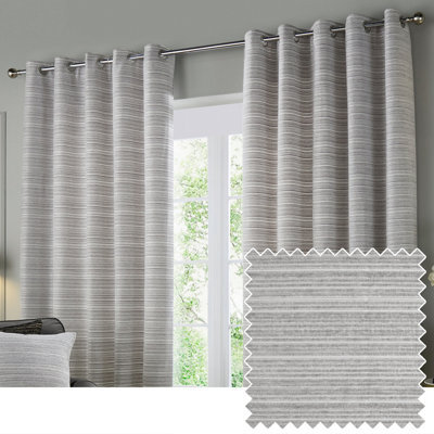 Paoletti Jupiter Chenille Jacquard Eyelet Curtain Pair Silver (W)229Cmx (D)229Cm - image 1