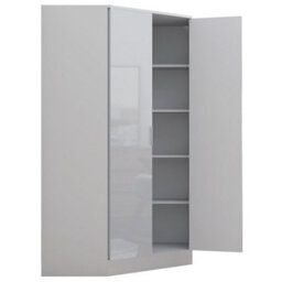 Reflect 2Pc Wardrobe Bundle - 2 Door Corner + 3 Door Mirror - White Gloss & Matt White - H: 180Cm X W: 179Cm X D: 103Cm - thumbnail 7