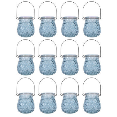 Yes-Online Embossed Glass Hanging Tea Light Candle Holders Summer Garden Table Decor - image 1