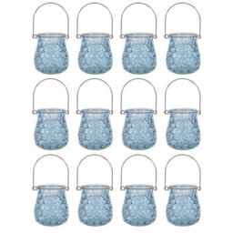 Yes-Online Embossed Glass Hanging Tea Light Candle Holders Summer Garden Table Decor
