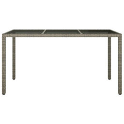 Walplus Garden Table 150X90X75 Cm Tempered Glass And Poly Rattan Grey - thumbnail 3