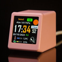 Led Dynamic Display, 1.54 Inch Ips Screen Weather Temperature Humidity Gif Animation Digital Clock,built In Network Server Pink