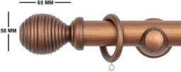 A.unique Home Ribbed Wooden Curtain Pole With Rings And Fittings - 35mm - 180Cm - Walnut - thumbnail 3