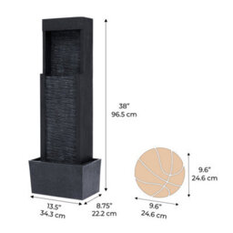Teamson Home Outdoor Garden Solar-Powered Modern Waterfall Fountain, Black - thumbnail 9