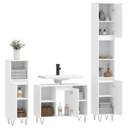 Walplus 3 Piece Bathroom Furniture Set White Engineered Wood - thumbnail 4