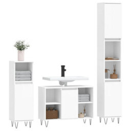 Walplus 3 Piece Bathroom Furniture Set White Engineered Wood - thumbnail 3