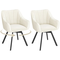 Yaheetech Set Of 2 Swivel Dining Chairs With Armrests And Backrest - Beige - thumbnail 2