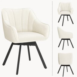Yaheetech Set Of 2 Swivel Dining Chairs With Armrests And Backrest - Beige - thumbnail 6