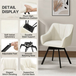 Yaheetech Set Of 2 Swivel Dining Chairs With Armrests And Backrest - Beige - thumbnail 4