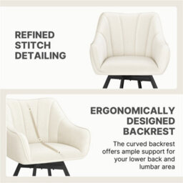 Yaheetech Set Of 2 Swivel Dining Chairs With Armrests And Backrest - Beige - thumbnail 7