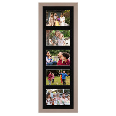 AK Frames 26X8 Rose Gold Modern Multi Photo Frame With Black Mount - Holds 5 Apertures (5X) 6X4 Photos - image 1