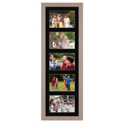 AK Frames 26X8 Rose Gold Modern Multi Photo Frame With Black Mount - Holds 5 Apertures (5X) 6X4 Photos - thumbnail 1