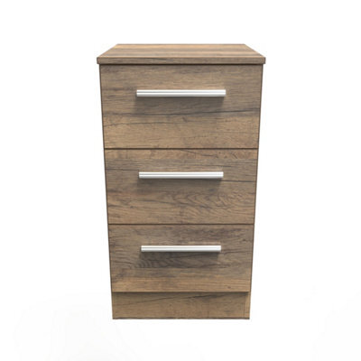 Trent 3 Drawer Bedside Cabinet In Vintage Oak (Ready Assembled) - image 1