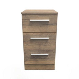 Trent 3 Drawer Bedside Cabinet In Vintage Oak (Ready Assembled) - thumbnail 1