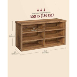 Shoe Storage Bench With 6 Compartments And Adjustable Shelves, Entryway Organiser For Hallway, Honey Brown - thumbnail 2