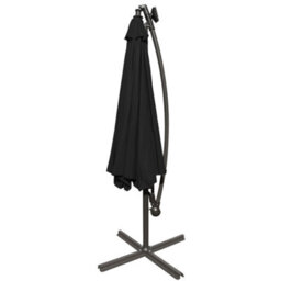 Rinse Bathrooms Black Garden Banana Parasol Hanging Cantilever Umbrella Sun Shade With Crank Handle 3M & Solar Powered Lights - thumbnail 3