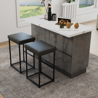 Costway Set Of 2 Bar Stools Dining Counter Height Chair Modern Upholstered Pub Stools