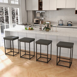 Costway Set Of 2 Bar Stools Dining Counter Height Chair Modern Upholstered Pub Stools - thumbnail 4