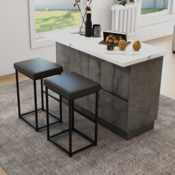 Costway Set Of 2 Bar Stools Dining Counter Height Chair Modern Upholstered Pub Stools - thumbnail 1