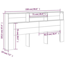 Berkfield Headboard Cabinet White 220X19X103.5 Cm - thumbnail 7