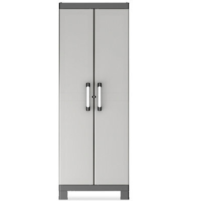 Form Links 4 Shelf Black & Grey Plastic Tall Utility Storage Cabinet (H)182Cm X (W)65Cm X (D)45Cm - image 1