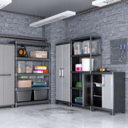 Form Links 4 Shelf Black & Grey Plastic Tall Utility Storage Cabinet (H)182Cm X (W)65Cm X (D)45Cm - thumbnail 4